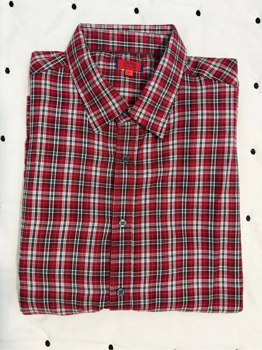 Men's Red Plaid Long Sleeve Button-Up Shirt